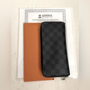 Authentic Louis Vuitton Graphite Long Zippy Louis Vuitton Wallet With COA